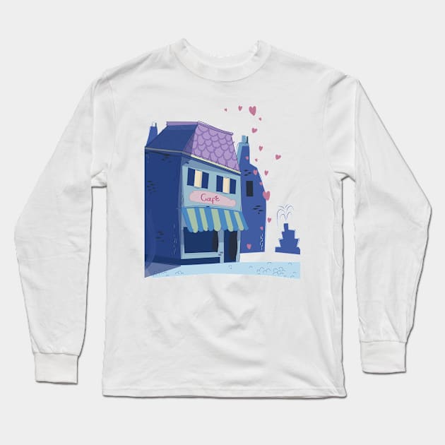 French Cafe Cartoon Long Sleeve T-Shirt by nickemporium1